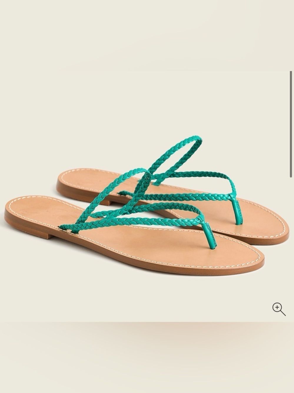 J crew Capri braided-strap flip-flops green size 5